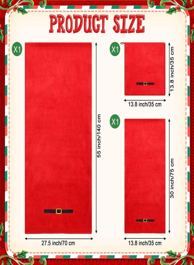 Gilprop 3 Pcs Christmas Bath Towels Set Red Xmas Santa Belt Embroidered Bath Towel Hand Towel and Washcloth for Bathroom Shower Kitchen Cleaning Holiday Christmas Decor Gifts, Soft Absorbent, 3 Sizes - Image 2